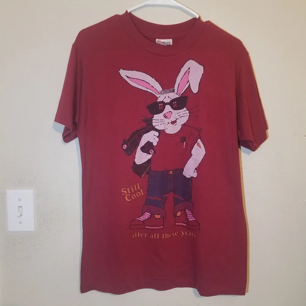 Vintage 1987 "Still cool after all these years" Funny Bunny Tee Size Large - Picture 1 of 6